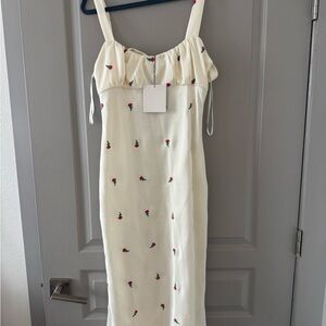 MAJORELLE Cream Dress with Pink Floral Accents